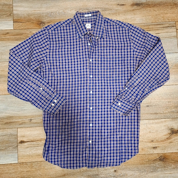 Peter Millar Other - Peter Millar Button Down Shirt Men’s Large Long Sleeve Brown Navy Blue